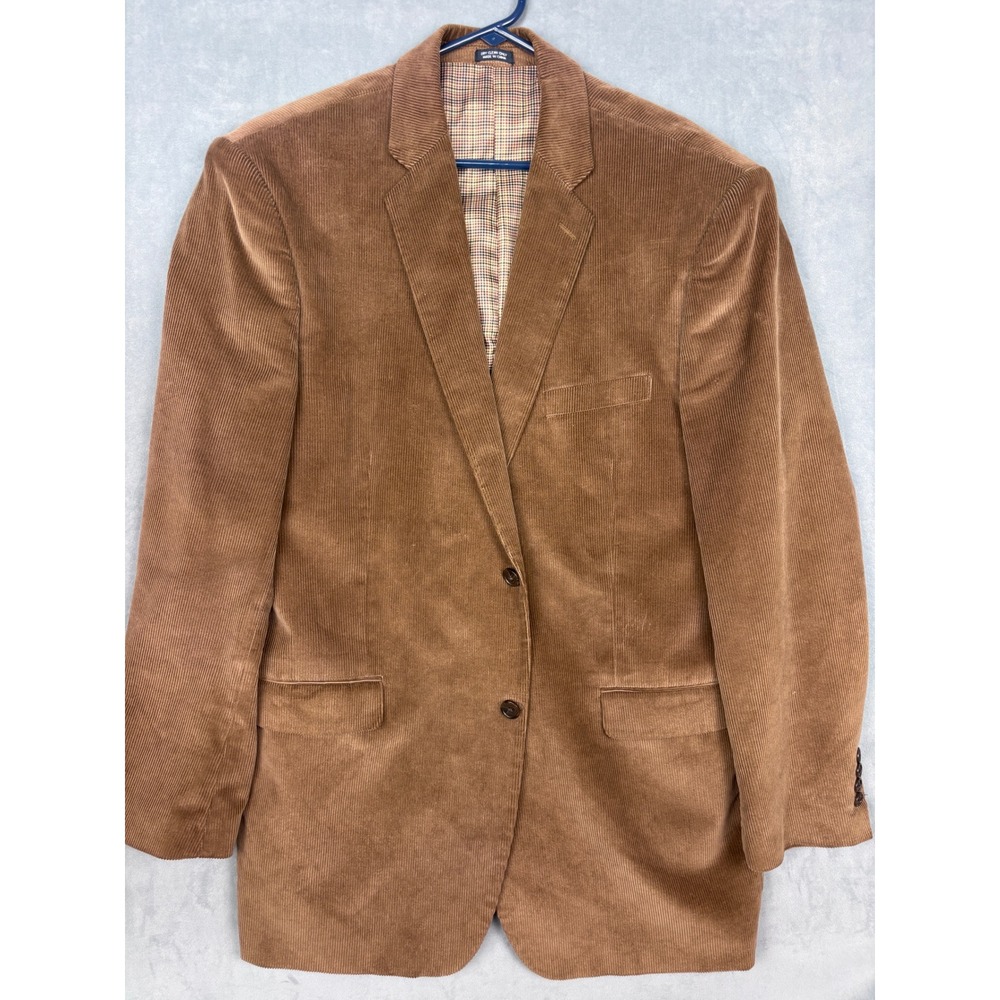 Saddlebred Mens 46L Brown Corduroy Blazer Sport Coat Two Button Cotton Jacket